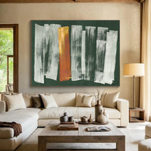 Load image into Gallery viewer, Green - Based Brushstroke Abstract Painting on Canvas - “Vibrant Strips” DKH612
