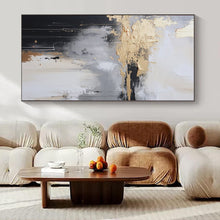 Load image into Gallery viewer, Gray - Gold Drip Abstract Painting, Ideal for Industrial - Chic Loft &amp; Modern Art Studio LargeART1399
