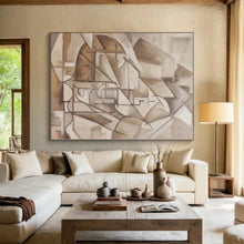 Load image into Gallery viewer, Large - Scale Brown - Toned Cubist Abstract Art for Art Gallery &amp; Retro - Chic Lounge LargeART0400
