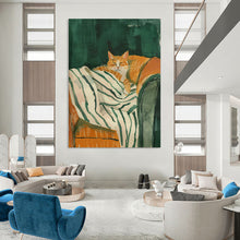 Load image into Gallery viewer, Green - Orange Abstract Pet Art, Perfect for Cozy Pet - Friendly Bedroom &amp; Charming Living Room LargeART2046
