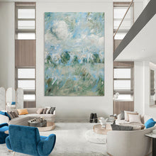 Load image into Gallery viewer, Impressionist Blue &amp; Green Landscape, Ideal for Cottage - Style Living Room &amp; Calm Study LargeART1982
