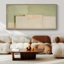 Load image into Gallery viewer, Green &amp; Beige Geometric Abstract Painting, Ideal for Modern Minimalist Home &amp; Calm Office Space LargeART1443
