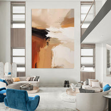 Load image into Gallery viewer, “Warm Color Abstract Flow” - Beige, Brown, White, Orange Abstract Art on Canvas DKH1243
