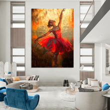 Load image into Gallery viewer, “Ballerina in Fiery Red” - Impressionistic Ballet Art on Canvas DKH1639
