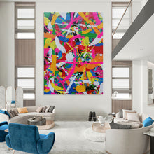 Load image into Gallery viewer, “Color Explosion Abstract Splatter” - Multicolor Abstract Art on Canvas DKH1277
