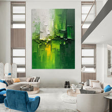 Load image into Gallery viewer, “Textured Green Abstraction” - Expressionistic Abstract Acrylic, Suits Contemporary Bedroom and Art Studio DTP003

