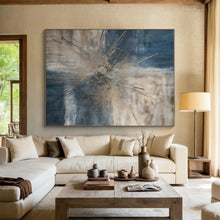 Load image into Gallery viewer, Explosive Blue - Beige Acrylic for Office Reception &amp; Art Gallery LargeART0825
