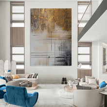 Load image into Gallery viewer, “Golden - Accented Geometric Abstract” Abstract Painting on Canvas, Luxe Decor Choice DKH980
