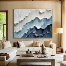 Load image into Gallery viewer, 3D Textured Blue &amp; White Mountain Abstract Painting - Great for Alpine - Inspired Home &amp; Adventure - Themed Office DKH049

