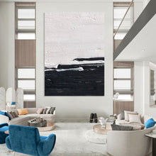 Load image into Gallery viewer, “Black &amp; White Horizon” – Thick black and white, textured horizontal lines DTP402
