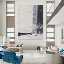 Load image into Gallery viewer, “Textured White and Black Abstract with Linear Marks” – Minimalist Abstract Highlighting Texture and Contrast DTP147
