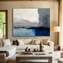 Load image into Gallery viewer, Gray and Blue Minimalist Horizon Abstract acrylic painting DLZ074
