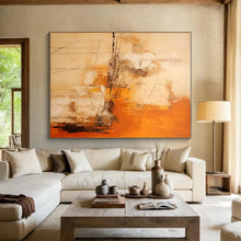 Load image into Gallery viewer, Orange - Beige Abstract Art for Sunlit Breakfast Nook &amp; Creative Studio LargeART0850
