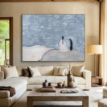 Load image into Gallery viewer, Serene Figure And Dog By The Water Abstract Painting On Canvas DKH423
