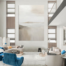 Load image into Gallery viewer, “Foggy Fjord” – Soft whites, beiges with faint island shapes in mist DTP359
