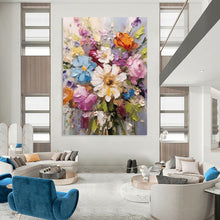 Load image into Gallery viewer, “Impasto Flower Bouquet” - Textured Floral Art on Canvas DKH1593
