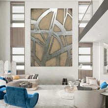 Load image into Gallery viewer, Silver &amp; Beige Abstract Art, Ideal for Modern Loft &amp; Sophisticated Office LargeART2328
