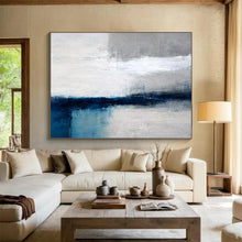 Load image into Gallery viewer, Gray and Blue Horizon Revisited Abstract acrylic painting DLZ059
