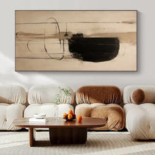 Load image into Gallery viewer, Minimalist Black and Beige Abstract Canvas Painting, Suited for Contemporary Studio &amp; Monochrome Office LargeART1290
