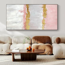 Load image into Gallery viewer, Grand Hand - painted Pink and Gold Elegance Acrylic Art for Glamorous Dining Rooms LargeART0207
