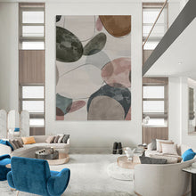 Load image into Gallery viewer, “Colorful Pebble Patterns” - Grey, Pink, Blue Abstract Art on Canvas DKH1157
