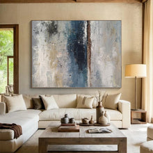 Load image into Gallery viewer, Oversized Gray - Blue Seaside Abstract Art for Beach House &amp; Nautical Café LargeART0471
