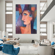 Load image into Gallery viewer, Colorful Cubist Portrait Abstract Painting, Perfect for Art - Lover’s Bedroom &amp; Bohemian Living Room LargeART1997
