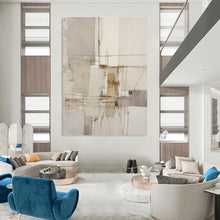 Load image into Gallery viewer, “Minimalist Line Abstract” - Grey, White, Brown Abstract Art on Canvas DKH1309
