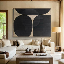 Load image into Gallery viewer, Black and Beige Circular Forms Acrylic Art - Suited for Contemporary Gallery &amp; Industrial - chic Dining Room LargeART0595
