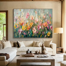 Load image into Gallery viewer, Soft - Toned Floral Abstract Painting on Canvas - “Pastel Meadow” DKH709
