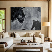 Load image into Gallery viewer, Hand - painted Black and White Geometric Collage Acrylic Art for Contemporary Art Installations LargeART1732

