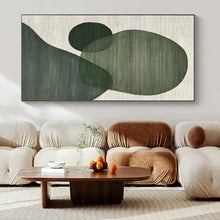 Load image into Gallery viewer, Large - Scale Hand - painted Green Overlapping Shapes Acrylic Art for Minimalist Living Rooms LargeART0164
