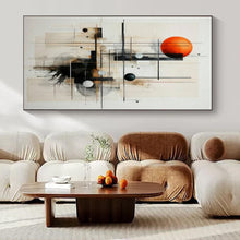 Load image into Gallery viewer, Geometric Abstract with Orange Sphere Abstract Canvas Painting, Perfect for Creative Studio &amp; Modern Art Gallery LargeART1213
