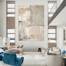 Load image into Gallery viewer, “Cracked Concrete Textures in Neutral Tones” - Beige, Grey, Brown Abstract Art on Canvas DKH1251
