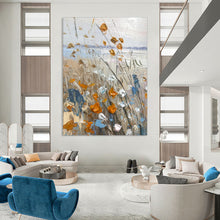 Load image into Gallery viewer, Textured Wildflower Seascape Painting, Ideal for Coastal Cottage Bedroom &amp; Nature - Lover’s Study LargeART1839
