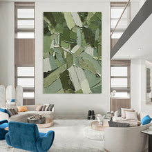 Load image into Gallery viewer, Green Geometric Abstract Art, Fit for Contemporary Gallery &amp; Modern Home Office LargeART2296

