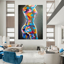 Load image into Gallery viewer, Colorful Abstract Female Body Art, Bold Palette Figurative Painting for Modern Bedroom &amp; Artistic Boudoir LargeART2188
