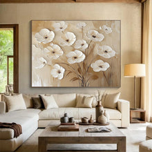Load image into Gallery viewer, Textured White Flower Painting for Romantic Bedroom &amp; Floral - Themed Café DKH309
