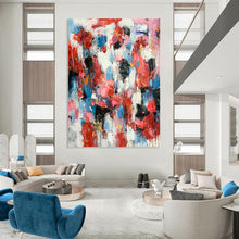 Load image into Gallery viewer, “Vibrant Drip Abstract with Reds and Blues” - Emotive Abstract Art on Canvas DKH1585
