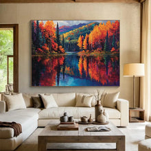 Load image into Gallery viewer, Autumn Landscape “Lake Reflections” Painting on Canvas, Vibrant Scenic Art DKH818

