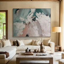 Load image into Gallery viewer, Turquoise and White Abstract Acrylic Art - Ideal for Beach - themed Home Office &amp; Coastal Living Room LargeART0554
