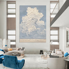 Load image into Gallery viewer, “Textured Cloudscape” - Blue, White Abstract Sky Art on Canvas DKH1142
