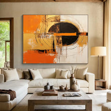 Load image into Gallery viewer, Vibrant Orange and Black Geometric Dynamism Abstract acrylic painting DLZ105
