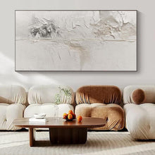 Load image into Gallery viewer, Oversized Hand - painted Textured White Cracked Plaster Acrylic Art for Industrial - Style Hallways LargeART0149
