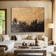 Load image into Gallery viewer, Gold &amp; Black Abstract Landscape Painting - Ideal for Rustic Home &amp; Art - Inspired Library DKH020
