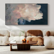 Load image into Gallery viewer, Pink Clouds on Dark Sky Abstract Painting, Suited for Dreamy Nursery &amp; Relaxing Reading Nook LargeART1449
