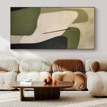 Load image into Gallery viewer, Green &amp; White Geometric Abstract Painting, Ideal for Modern Home Office &amp; Contemporary Lounge LargeART1470
