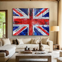 Load image into Gallery viewer, Textured Union Jack Abstract Art for British - Themed Pub &amp; Eclectic Man Cave DKH120
