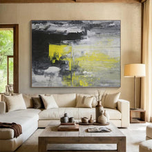 Load image into Gallery viewer, Hand - painted Substantial Gray - Yellow Abstract Urban Acrylic Art for Industrial - Style Lofts LargeART0063
