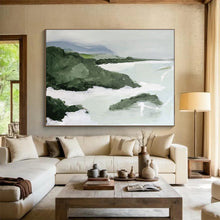Load image into Gallery viewer, Green Coastal Landscape Abstract Painting on Canvas - “Seaside Calm” DKH603
